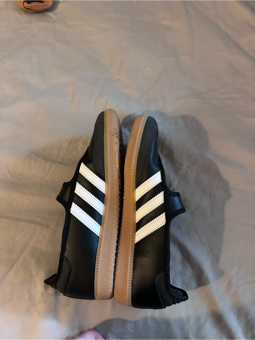 adidas Black Mary Jane Sneakers with White Stripes and Gum Sole